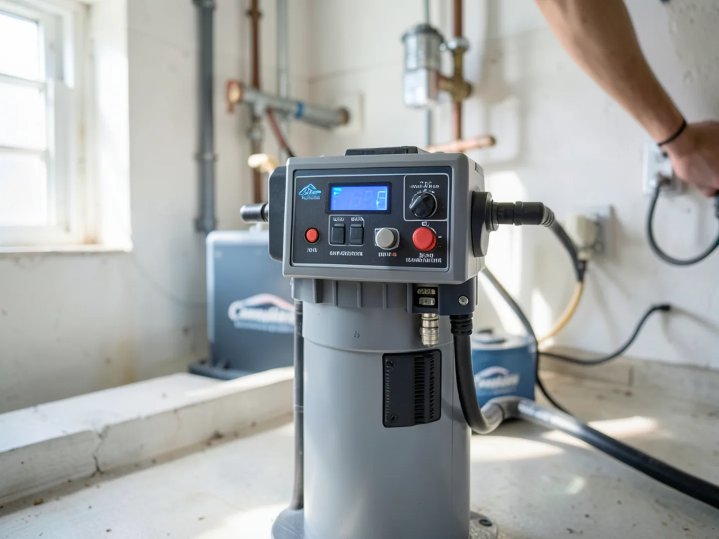 Plumber servicing a residential water heating or piping system in Campbelltown, PA