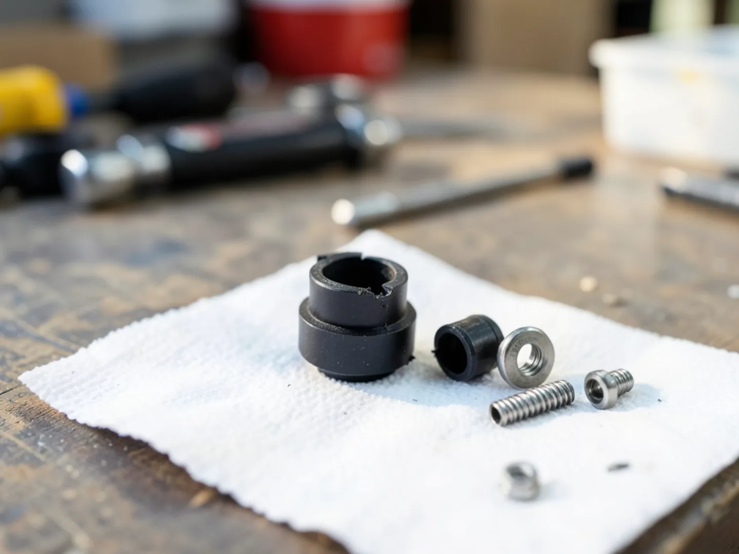 Technician installing quality replacement components for faucet & sink repair