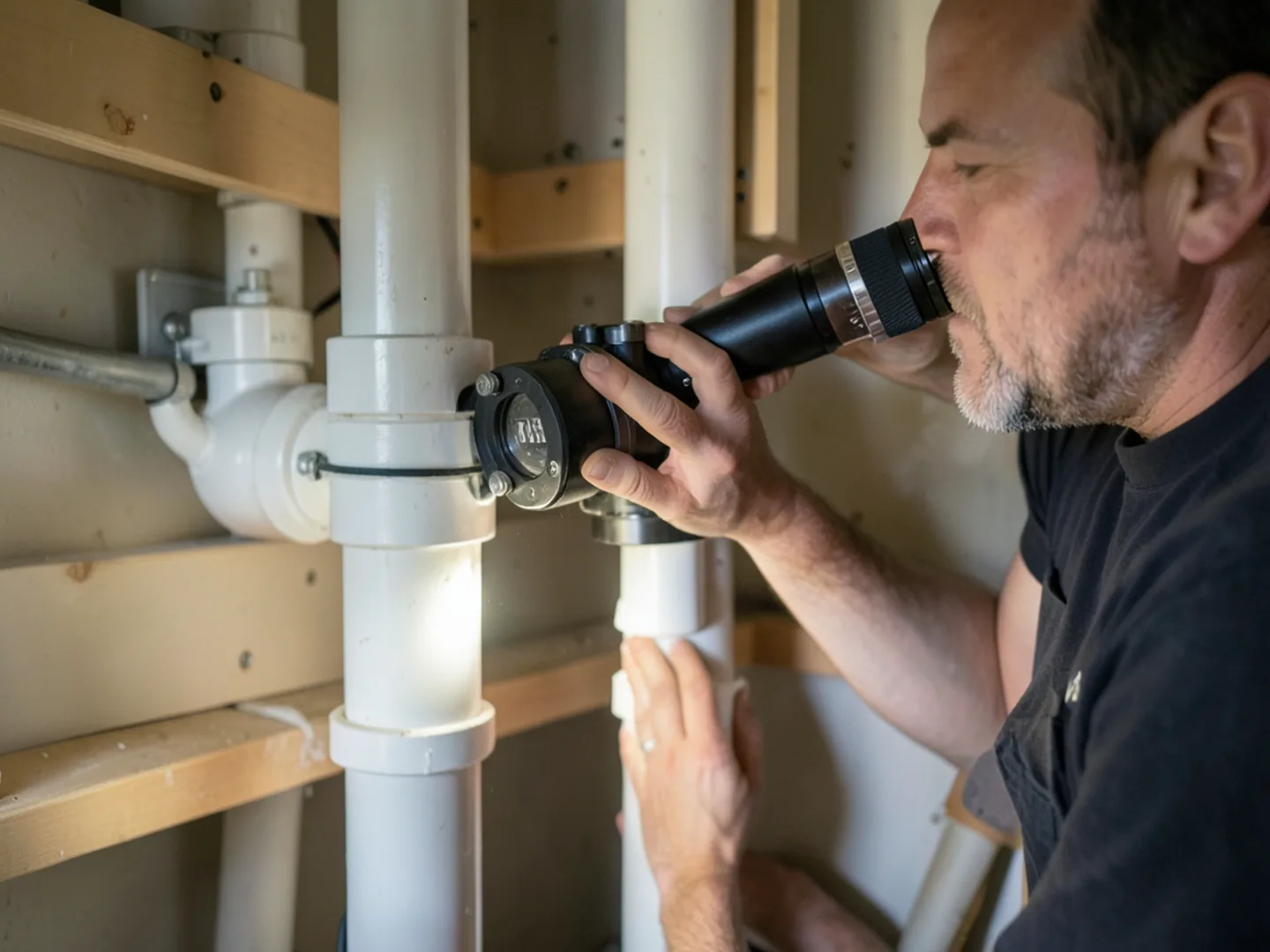 Technician installing quality replacement components for kitchen plumbing