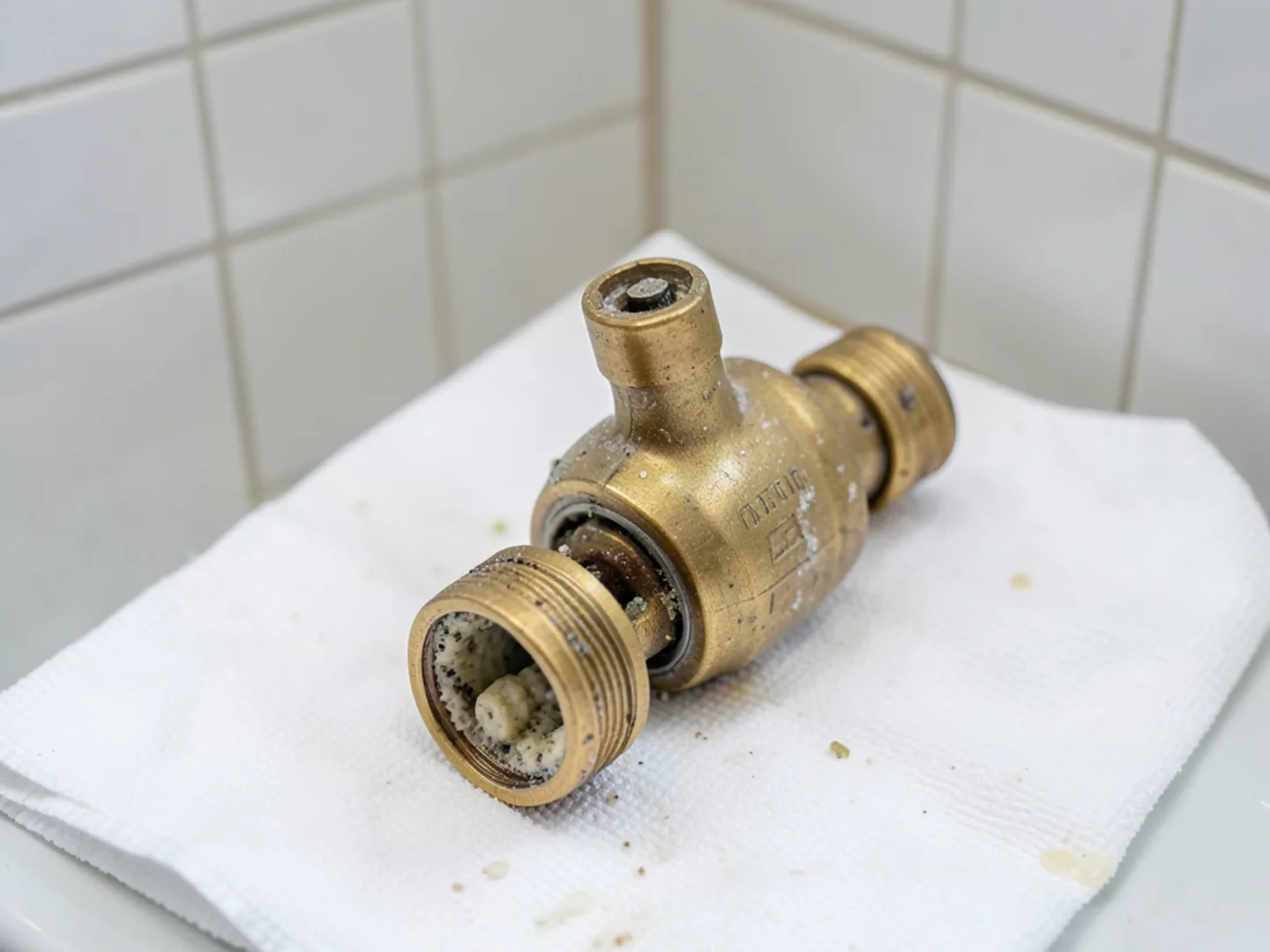 Plumber diagnosing shower, tub & bathroom plumbing repair issue with professional testing tools in Lebanon County