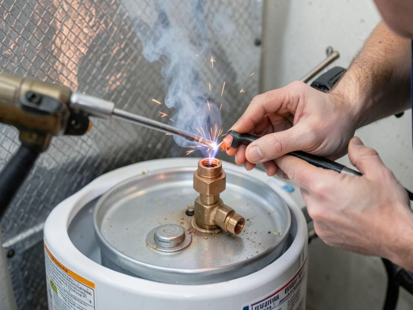 Plumber diagnosing water heater installation issue with professional testing tools in Lebanon County